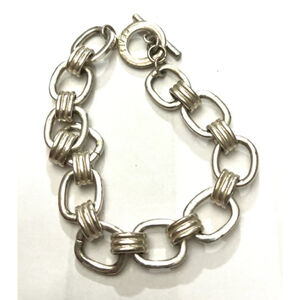 Chaps Interconnected 7.5” Oval Links Bracelet Silver